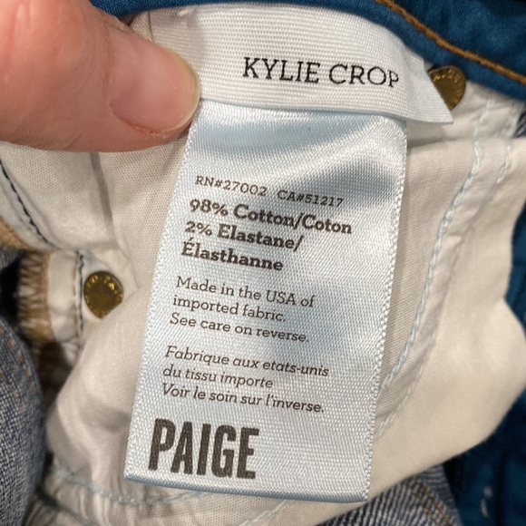 PAIGE Kylie Crop Distressed Semi Destructed Crop Jeans Sz 24 - Picture 9 of 14
